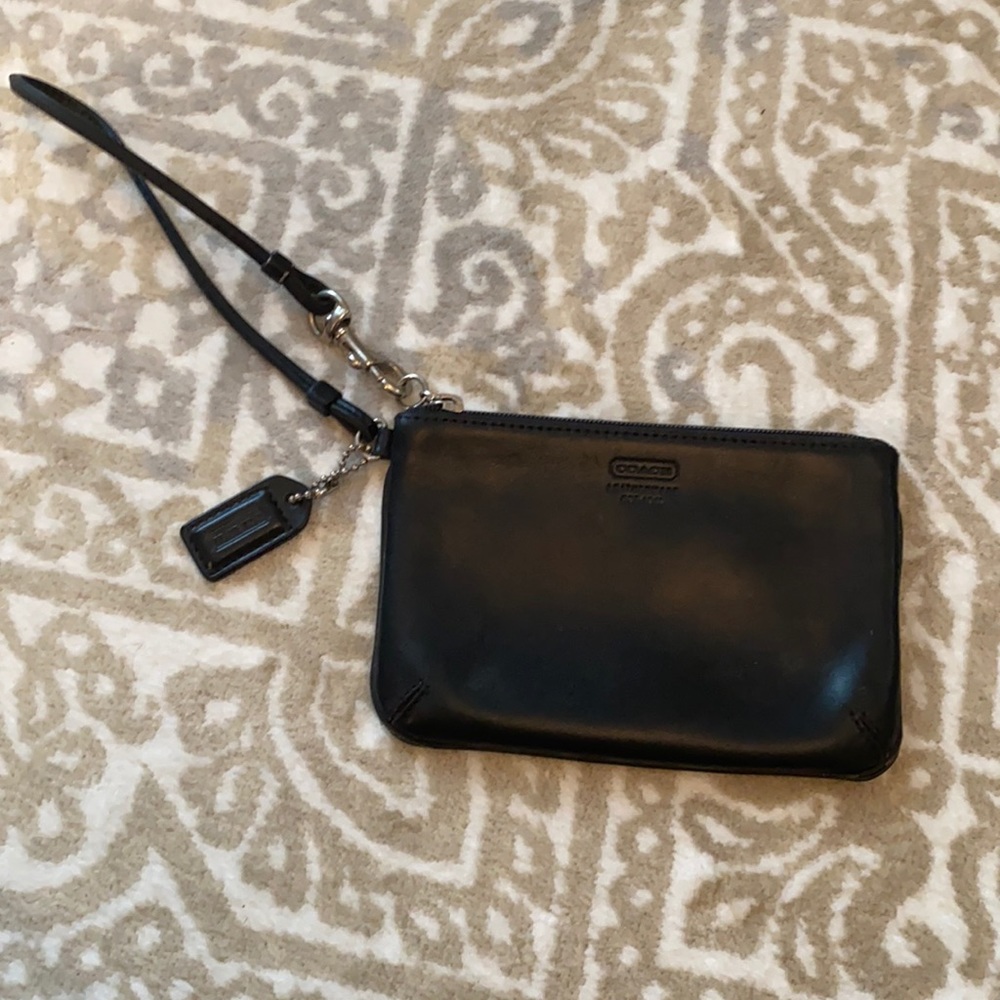 Black Leather Coach Wristlet